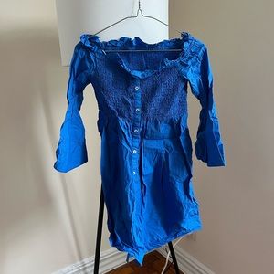 Off shoulder blue mini dress